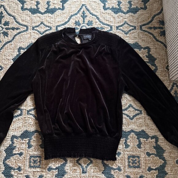Velour Long Sleeve Smocked Top - Picture 1 of 3